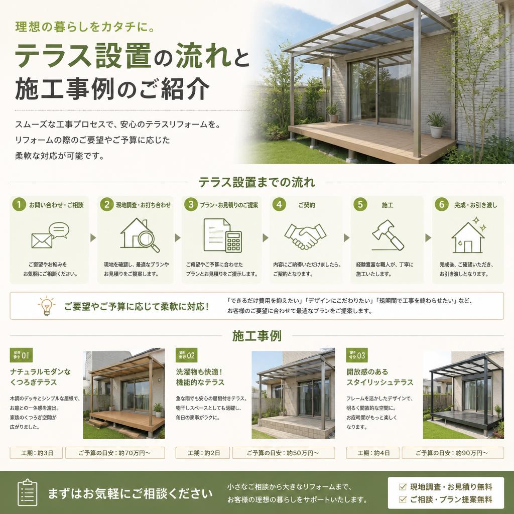 後付けテラスの施工プロセス