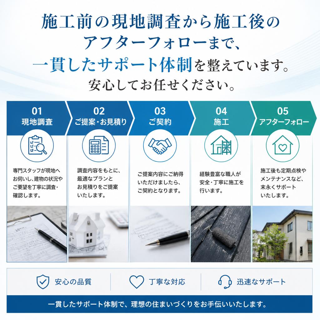 施工の流れと安心のサポート